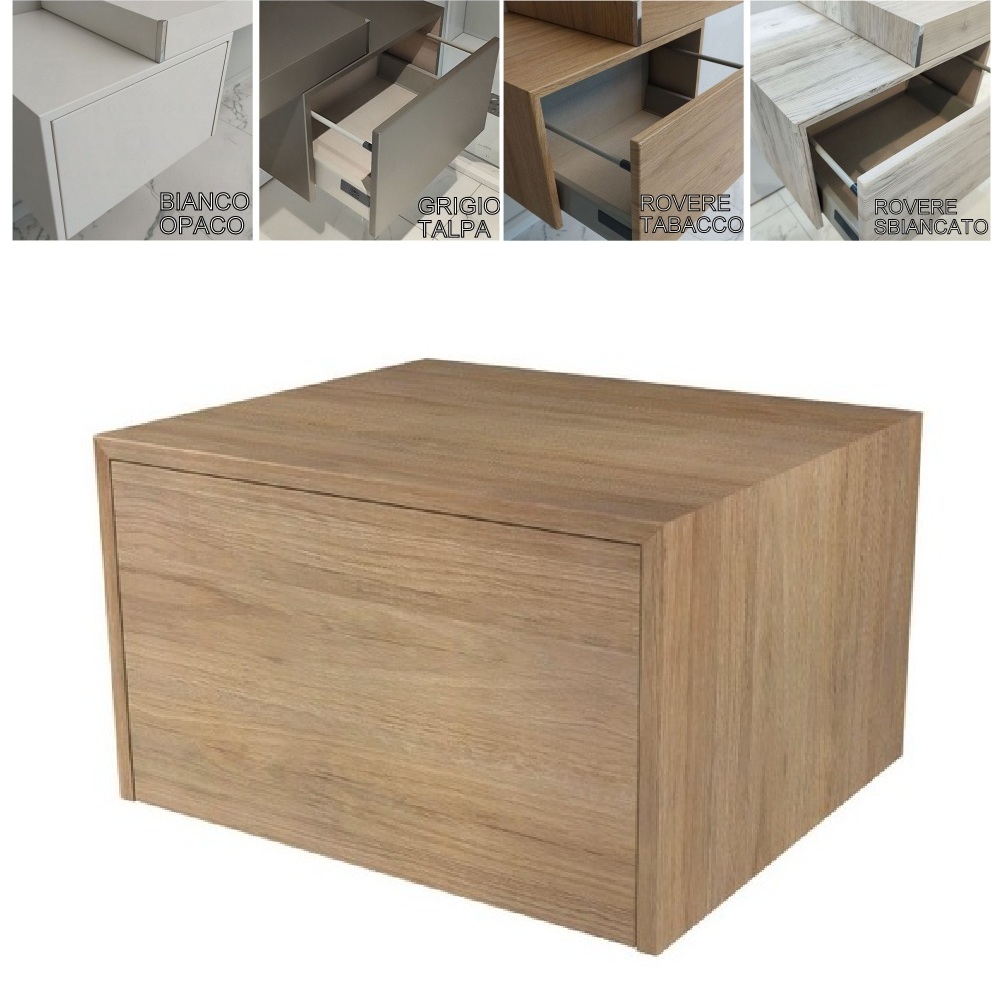 Suspended drawer unit 50x43x30h or 75x43x30h cm in white, tobacco, bleached oak, taupe BM025
