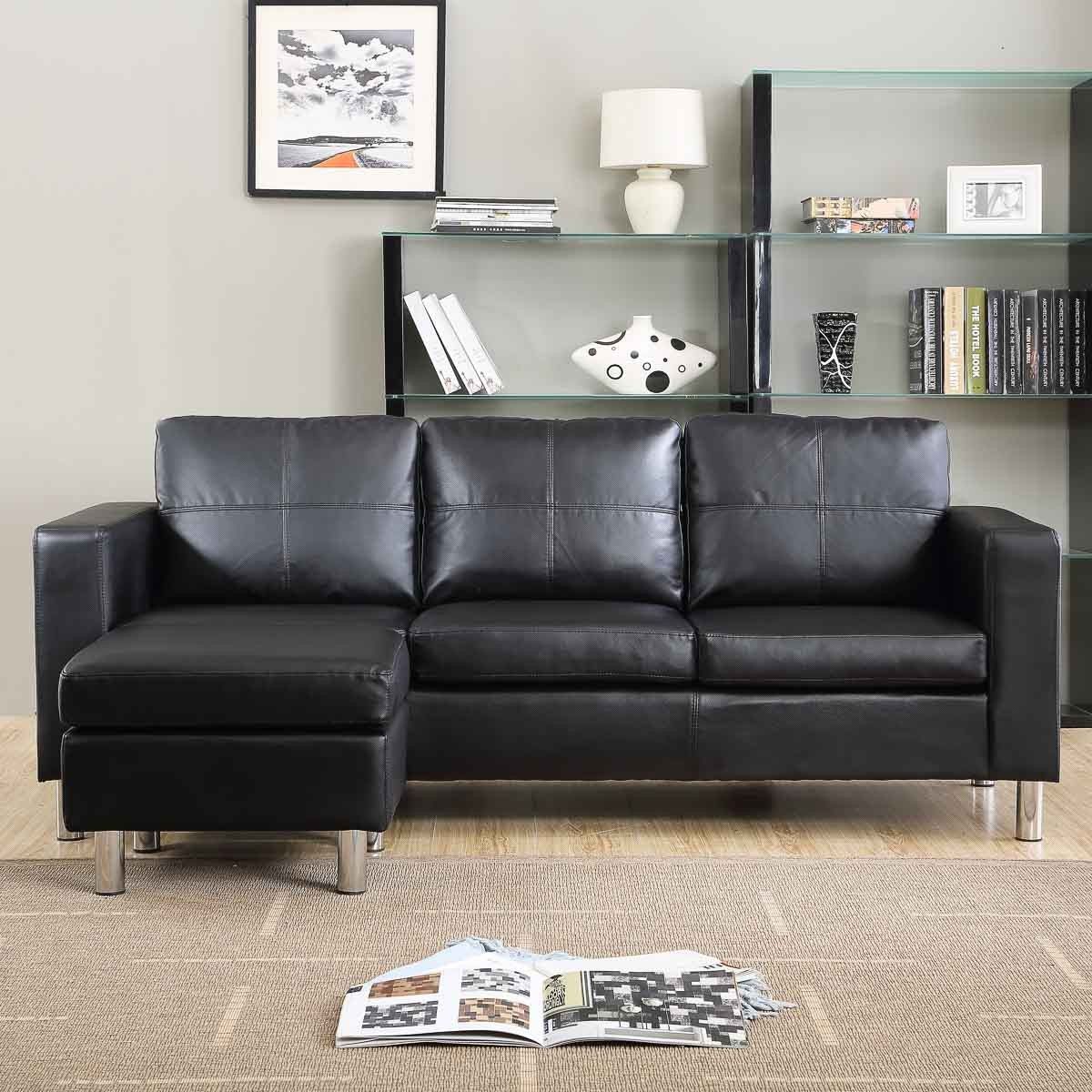 Sofá roma Puf negro esquina de cuero de imitación muebles de sala de estar