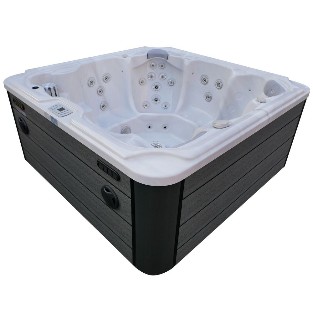 Quadratischer Whirlpool 210x210 cm mit 52 Düsen, Ozontherapie, LED-Radio MP35