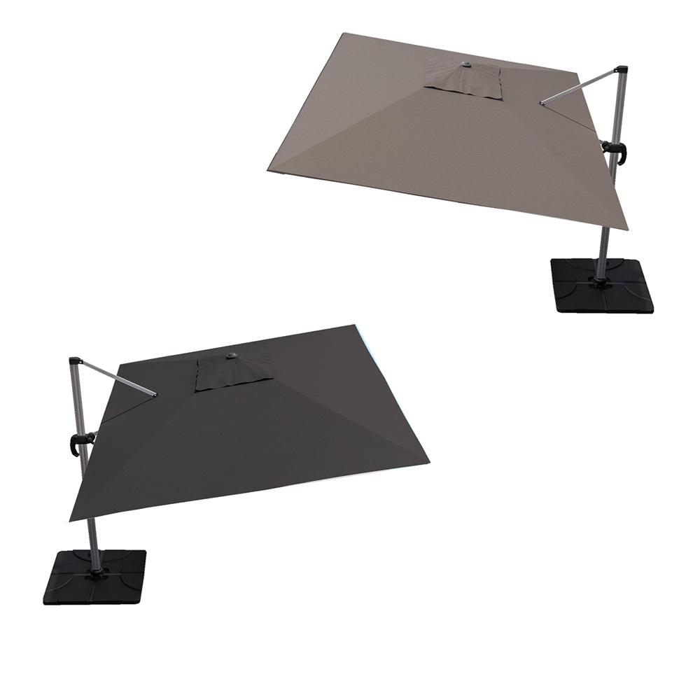 Turtledove or anthracite 3x4 m swivel parasol with grey aluminium side pole OB07