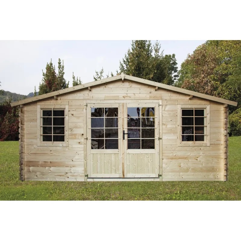 Holzhaus für draußen 500×500 cm mit Doppeltür und 2 Fenstern CS034