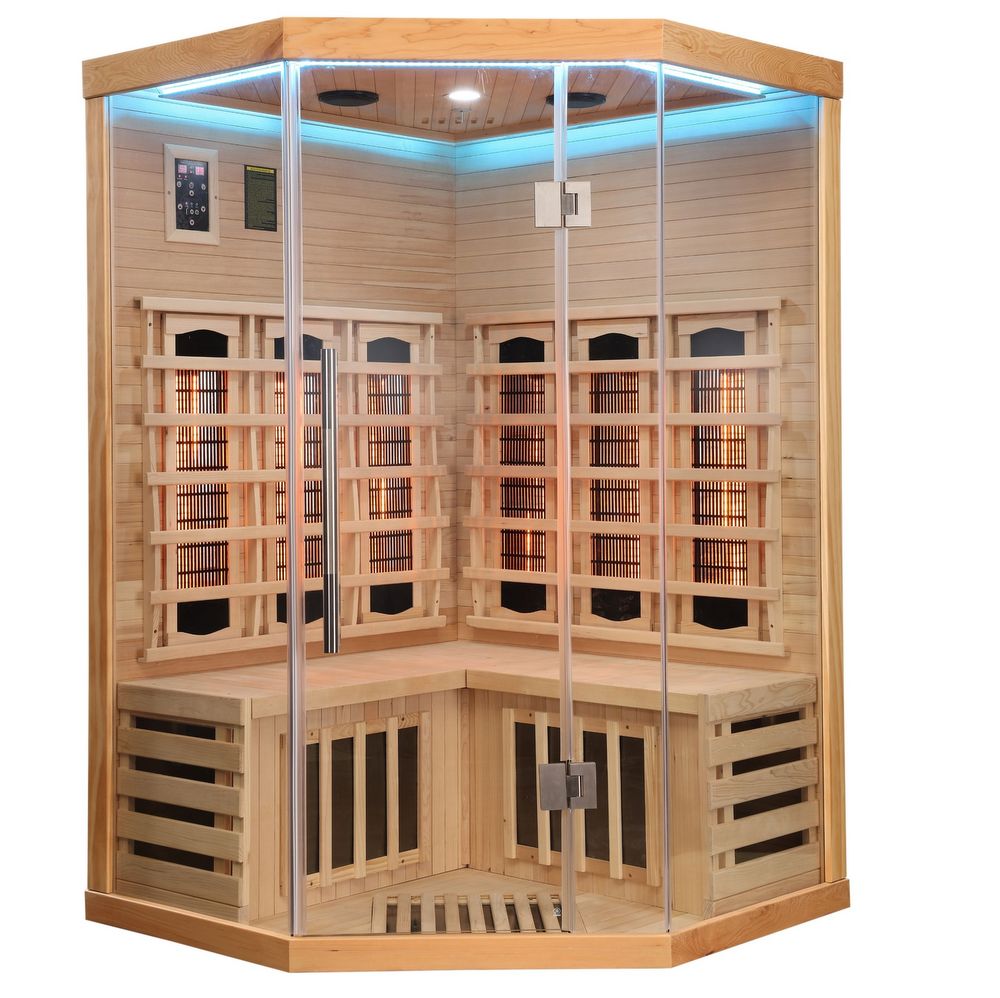Sauna de Infrarrojos 120×120 cm con radiantes de carbono y espectro completo, LED y radio, SN107