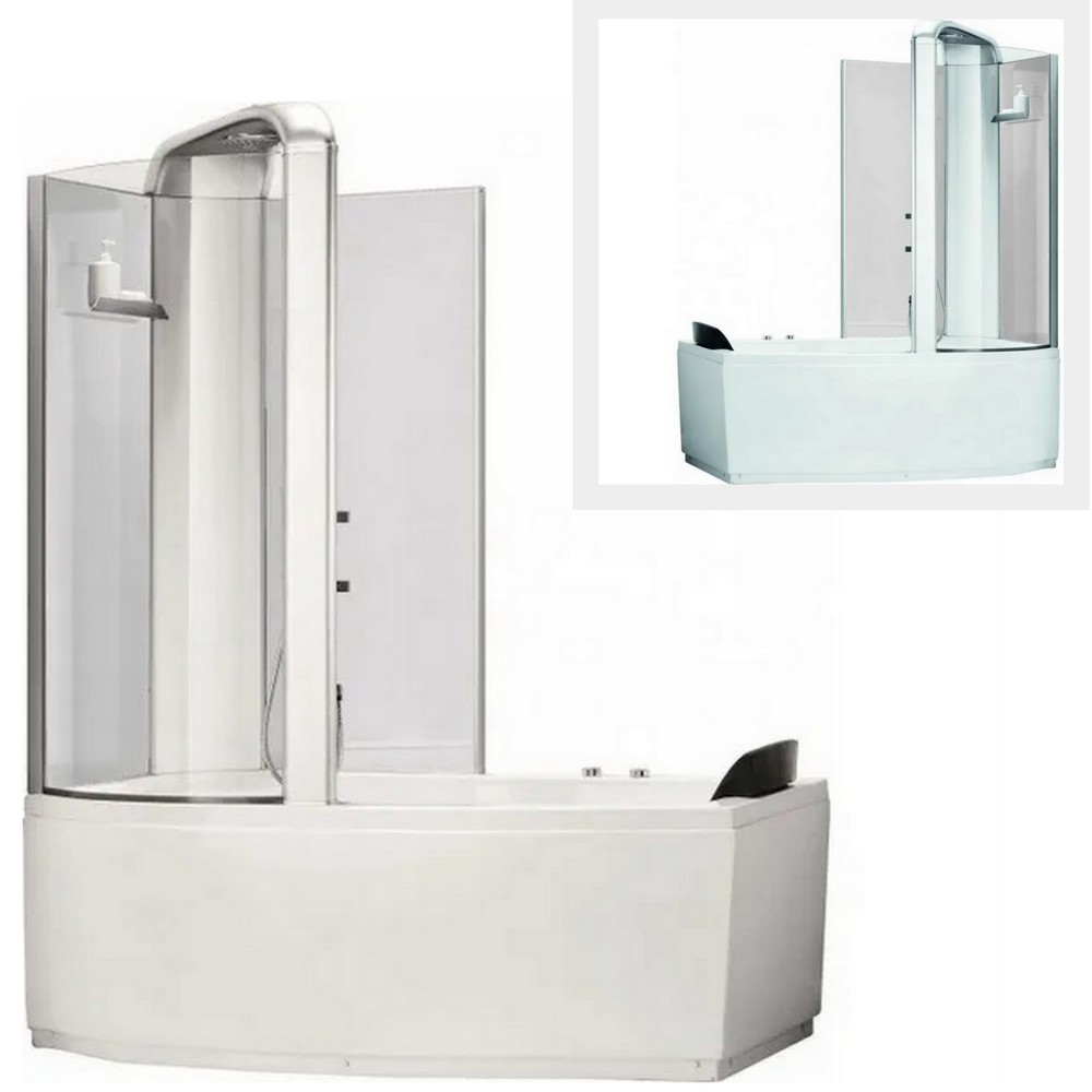 Baignoire balnéo avec cabine de douche 170x85 cm 9 jets à droite ou à gauche VS137