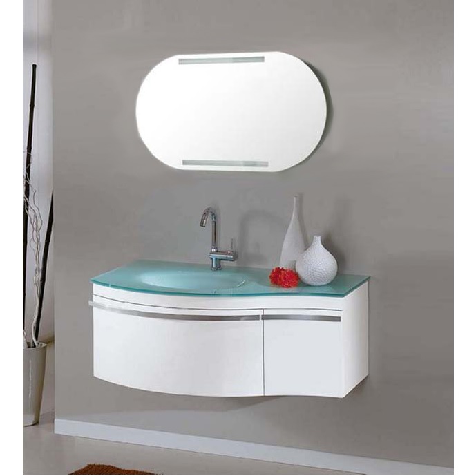 Meuble de salle de bain modèle Taunus 100 cm avec lavabo en verre vert