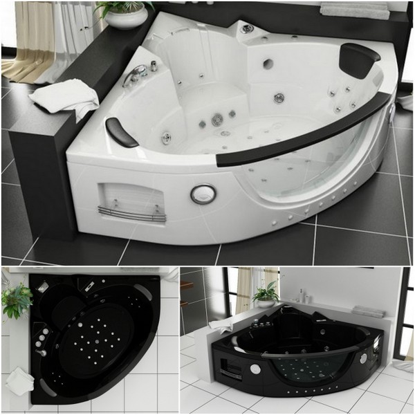 152x152 Jacuzzi, black or white, with front glass and chromotherapy, also FULLY-EQUIPPED - VS002