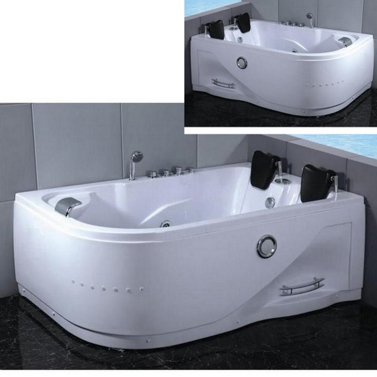 180x120 Two person Jacuzzi, fully-equipped with double whirlpool/airpool pump, right or left-hand version - VS014