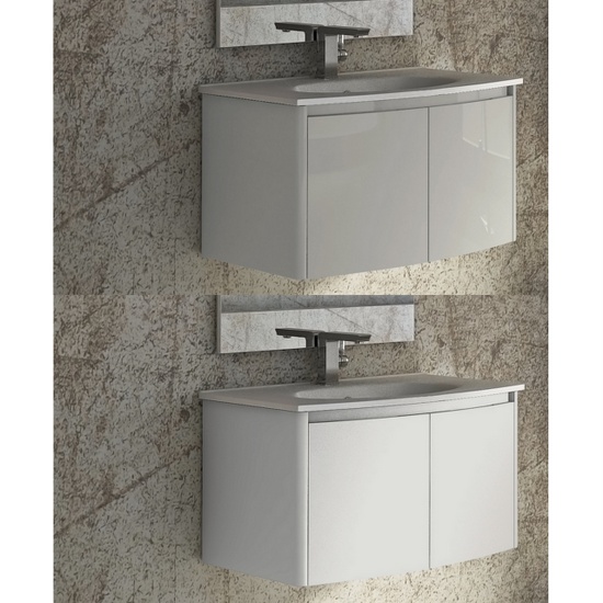 Meuble de salle de bain suspendu de 80 cm en 3 couleurs lavabo céramique modèle olmo