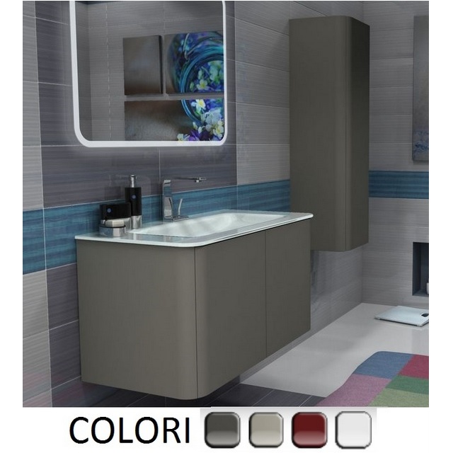 Meuble de salle de bain Live 94 cm lavabo en verre à bords arrondis