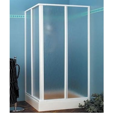 Cabine de douche d’angle en acrylique ouverture coulissante profilé blanc en plusieurs dimensions BOX038