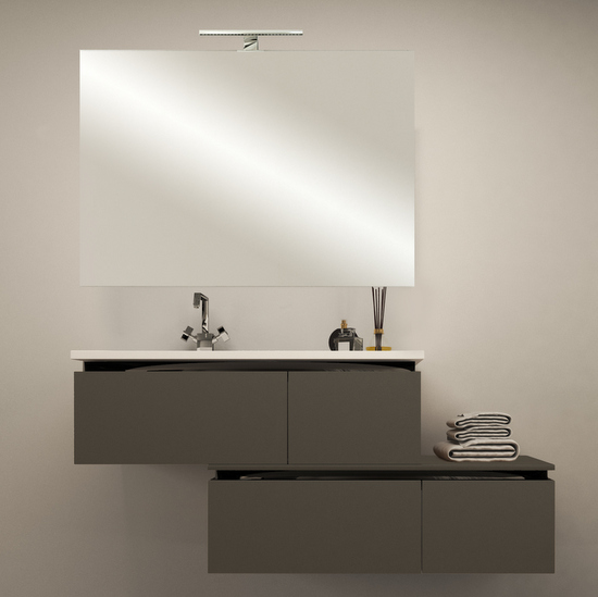 Meuble de salle de bain Avon 100 cm ou 110 120 100 130 140 150 160 200, en blanc brillant, gris taupe ou chêne