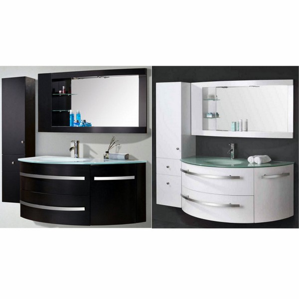 Mueble de Baño Desy 120 + 30 cm, negro o blanco, lavabo con mezclador incluido, y columna en reglao