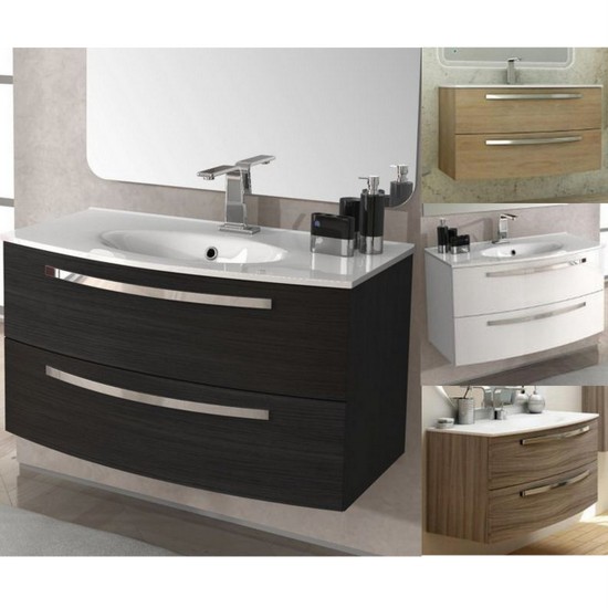 Meuble de salle de bain Star, 74 ou 100 cm en 5 couleurs, lavabo en céramique, verre ou marbre minéral