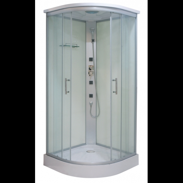 Cabina de ducha hidromasaje semicircular 90x90x210H cm con sistema de montaje de línea rápida CB077
