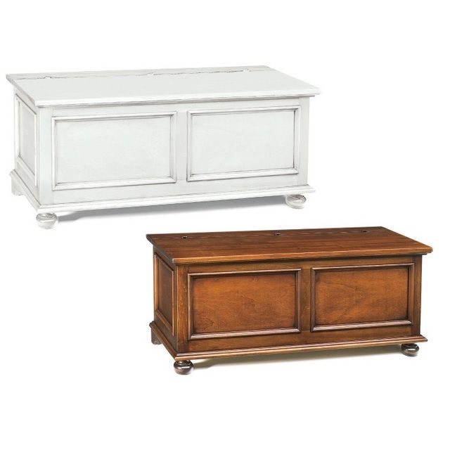 Baúl de Madera Emily Color Blanco mate y Nogal brillante Disponible en diferentes tamaños