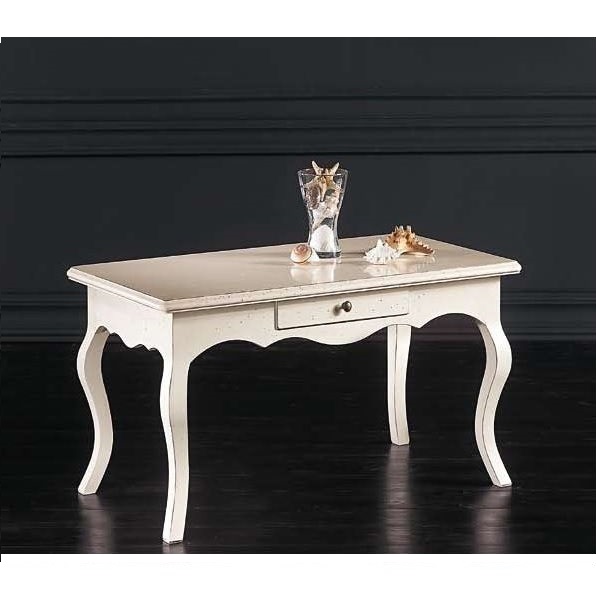 Mesa de Centro Sally Color en blanco mate y nogal brillante, Disponible en diferentes tamaños