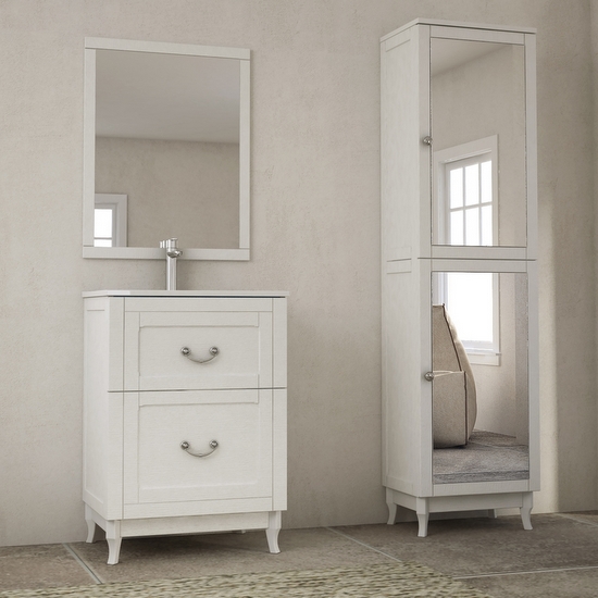 Meuble de salle de bain british 60 cm ou 90 cm au sol en frêne blanc
