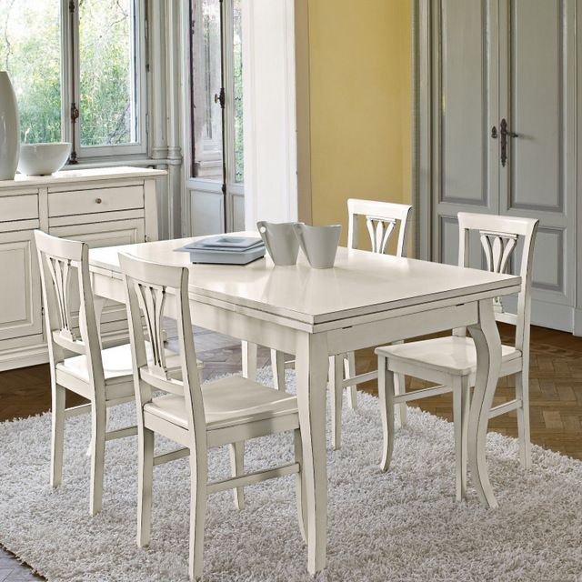 Arte povera extendable table, Cindy model, white colour table, also available with chairs