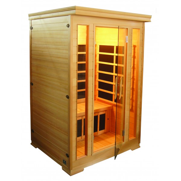 Sauna infrarouge 124x116 cm pour deux personnes avec radio chromothérapie et connexion USB SN033