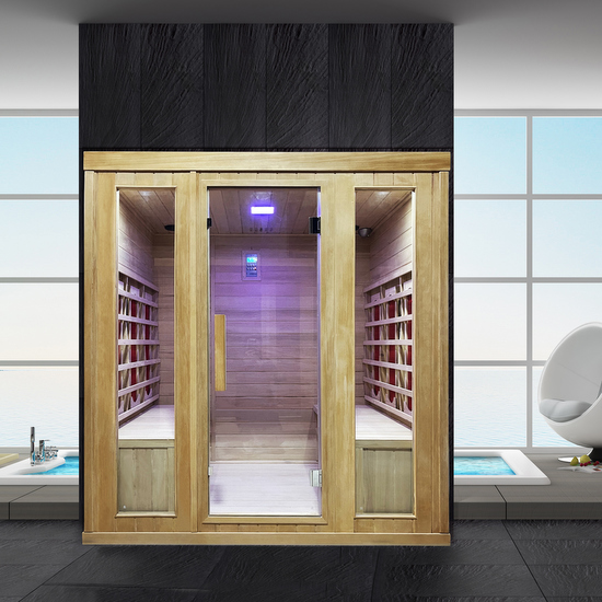 Sauna infrarouge 180x140 cm 6 places aromathérapie ozonothérapie SN052