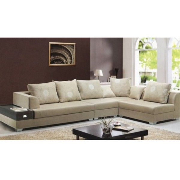 Sectional sofa for living room, Magnolia model, 340 cm, modern design sand-coloured