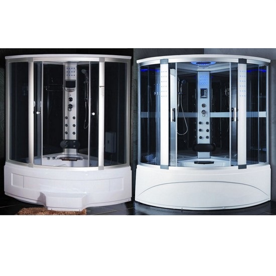 Cabina de Hidromasaje Semicircular con Bañera 135x135 o 150x150, Con Bluetooth, baño de vapor y Cromoterapia CB058
