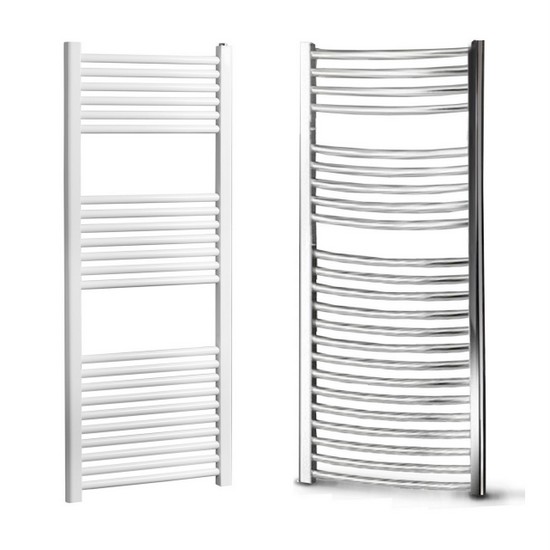 Sèche-serviettes en acier, hauteur 120 cm, linéaire ou courbe, finition blanche ou chromée TM005