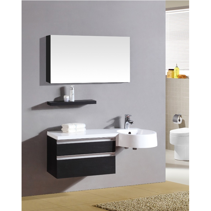 Meuble de salle de bain Titan 100 wengé lavabo décentré