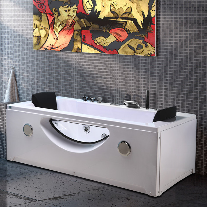 Baignoire à remous 180x90 2 places, , deux appuis-tête, pompe d’hydromassage 12 jets, radio,  chromothérapie VS043