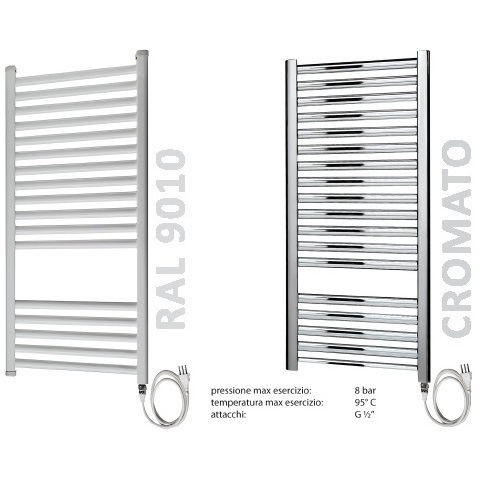 Radiateur sèche-serviettes électrique blanc ou chromé avec ou sans thermostat numérique TM007