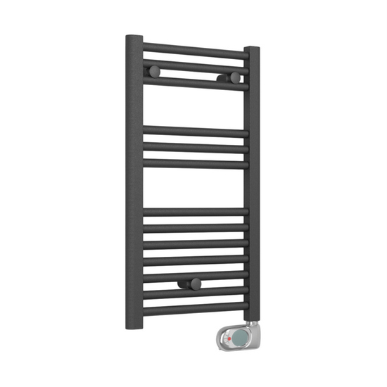 Radiateur électrique tubulaire de couleur anthracite avec thermostat linéaire disponible en différentes tailles TM002