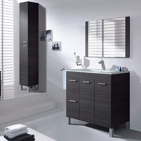 Armoire de toilette avec pieds 80 cm miroir inclus Modèle Active