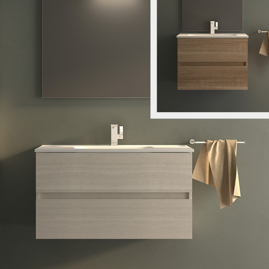 Bathroom vanity 75 or 100 cm available in 2 colors ceramic sink Egos model