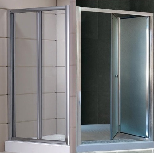 Puerta de Ducha para nicho, plegable con apertura de libro, en cristal opaco o transparente PR010
