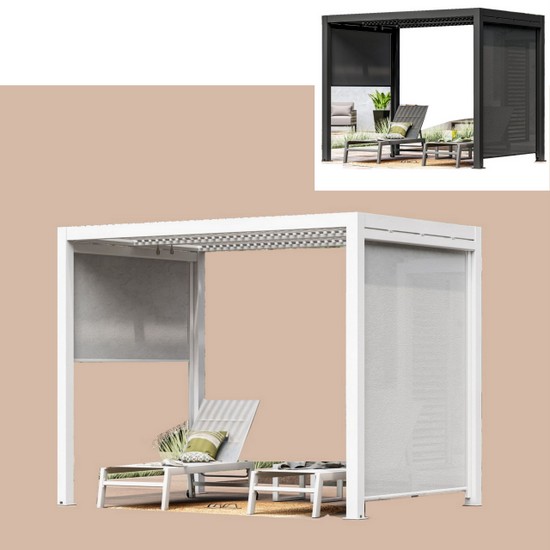 Bioclimatic gazebo with slatted roof 300x200 cm white or anthracite GZ03
