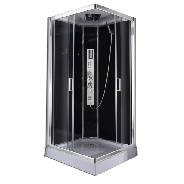 Cabina y Ducha de Hidromasaje 90x90xh210 con 3 Jets, Radio FM, Pantalla táctil, con cristal de 5 mm CB048