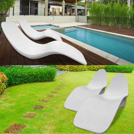 Chaise longue de exterior de fibra de vidrio en dos modelos de tumbona para piscina y jardín CH01