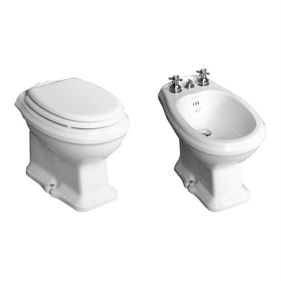 Classic style sanitary ware with floor drain or wall drain, ceramic toilet and bidet