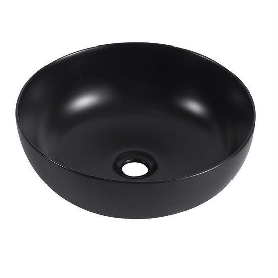 Countertop round washbasin 41 cm matt black ceramic with anti-limescale treatment LAV65