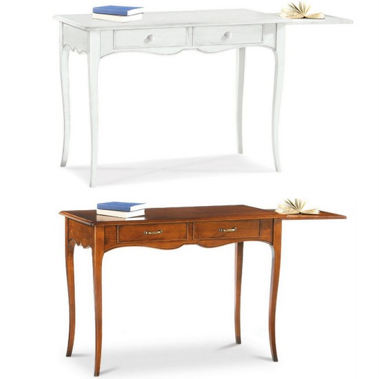 Zoe6 Mueble escritorio en blanco mate y nogal pulido 110x56 cm
