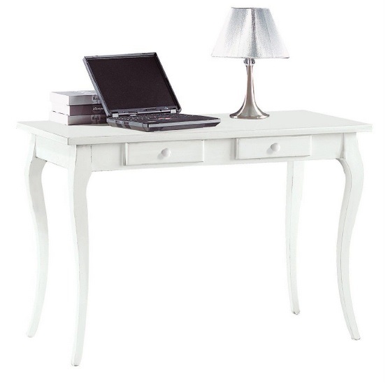Zoe5 matt white desk unit with two drawers
