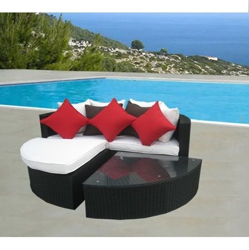 Emilia Sofa rund 80x80 Sofa Fußstütze Couchtisch für 8 Personen für den Außenbereich