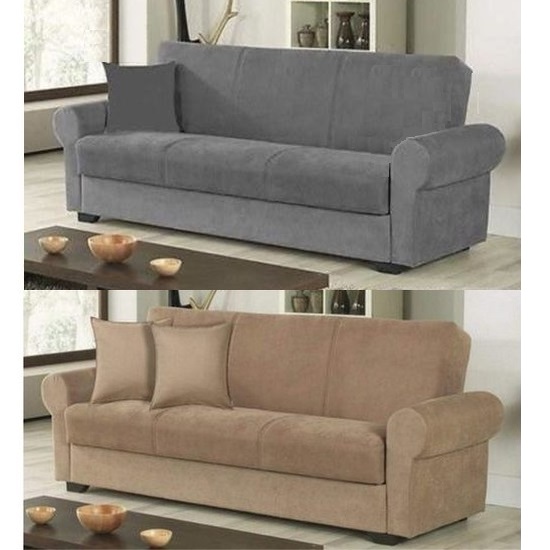 Camilla Bettsofa aus Stoff, 190x110cm, mit Verstauraum, erhältlich in grau oder cappccino