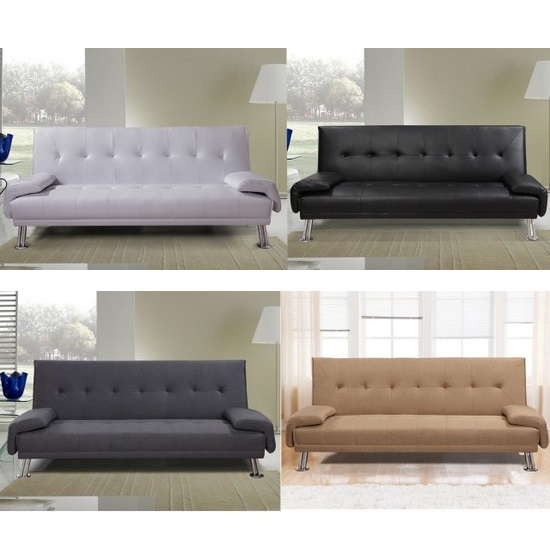 Sibilla verstellbares Schlafsofa aus Mikrofaser, 180x110x40cm, in weiß oder schwarz, 3-Sitzer