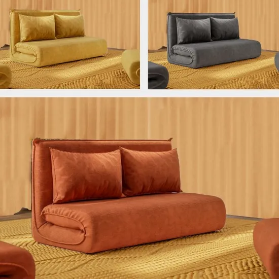 Judith2 Zweisitzer Schlafsofa 134x194 cm ohne Füße in Anthrazit Senf oder Rost Samt