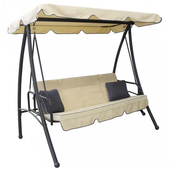 208x116 cm fauteuil à bascule Betty beige avec structure en métal anthracite