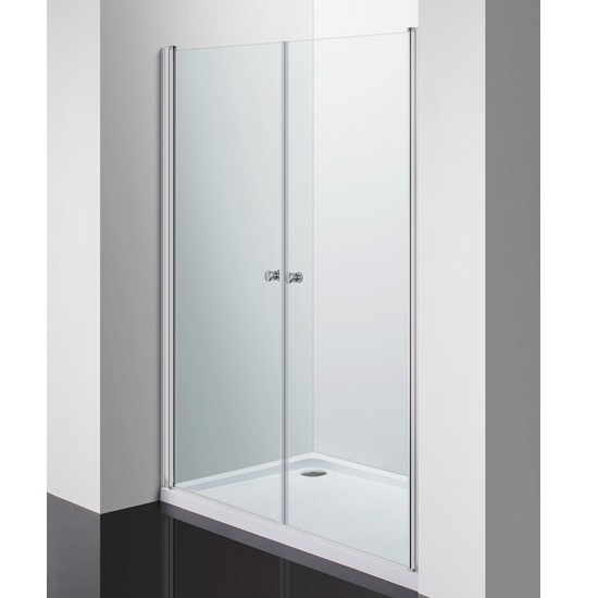 Porte de douche double ouverture façon saloon en verre transparent ou opaque 6mm, hauteur 190 cm PR030