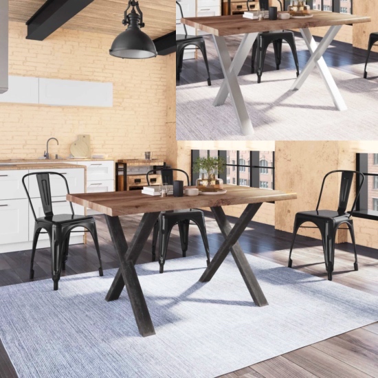 140/160/180/200 cm extendable dining or living room table with black or chrome X-legs TL011