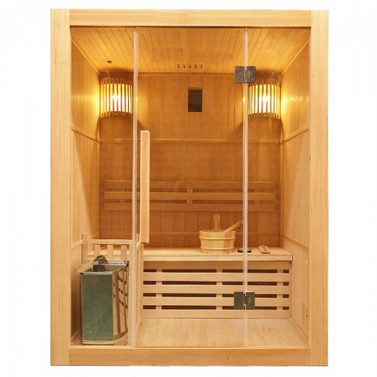 Sauna finlandais 150x120 cm en bois canadien pour 3 personnes avec poêle SN063