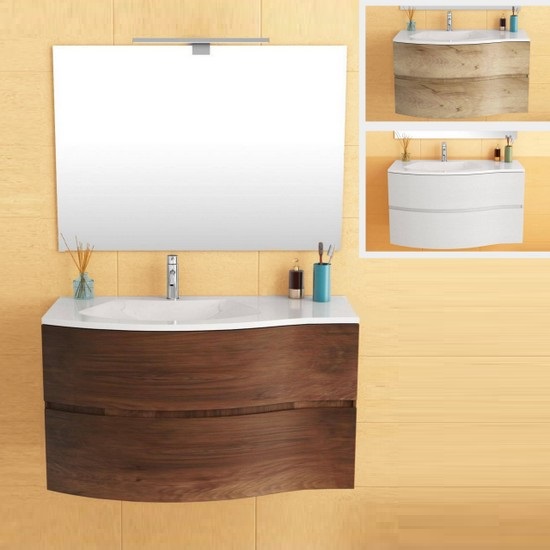 Meuble de salle de bains Grace 100 cm armoire murale arrondie disponible en 3 couleurs miroir inclus
