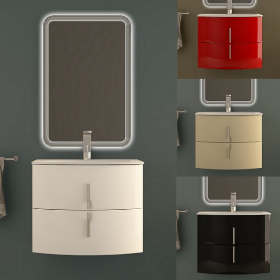 Stiven Badschrank, 69cm, modern, in 4 Farben erhältlich, abgerundet